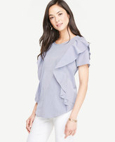 Thumbnail for your product : Ann Taylor Petite Striped Poplin Cascade Top