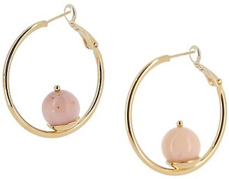 D’ESTRËE Sonia Gold-Plated & Pink Semi-Precious Stone Hoop Earrings