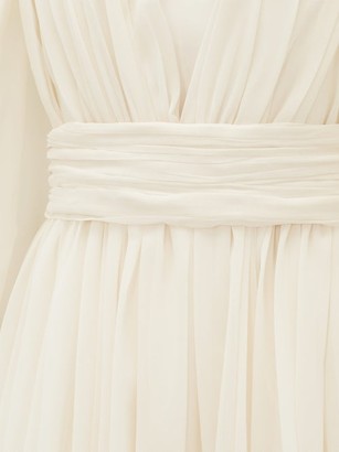 Giambattista Valli Plunge-neck Gathered Silk-georgette Mini Dress - White