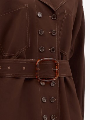 Fendi Double-breasted Belted Cotton Trench Coat - Brown