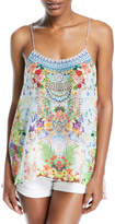 Thumbnail for your product : Camilla Low-Back Sleeveless Printed Silk Top