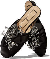 Thumbnail for your product : No.21 Embellished Knot Flat Satin Mule