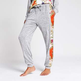River Island Womens Grey scarf print loose fit pyjama jogger