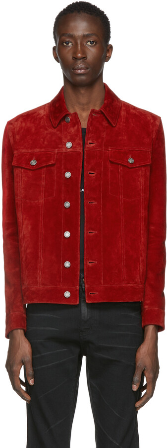 saint laurent red leather jacket
