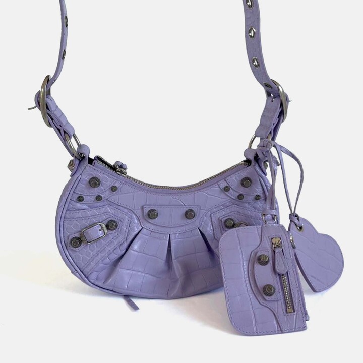 Balenciaga Le Cagole XS Shoulder Bag Crocodile Embossed Calfskin