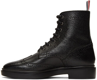 Thom Browne Black Classic Wingtip Rubber Sole Boots