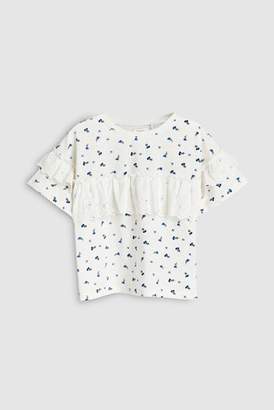 Next Girls White Broderie Frill Top (3-16yrs)