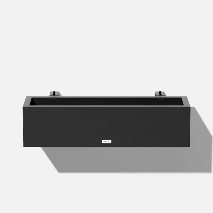 Veradek Extra Large Black Plastic Rectangular Windox Box Planter with Railing Attachment (9 in. L x 36 in. W x 9.25 in. H)