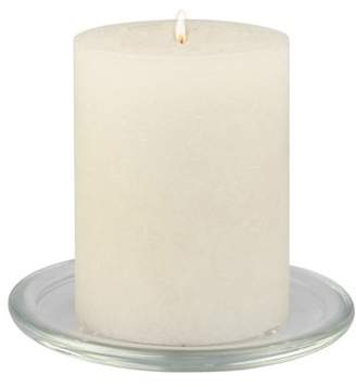 clear Mainstays Round Glass Plate with Feet, Votive Candle Holder