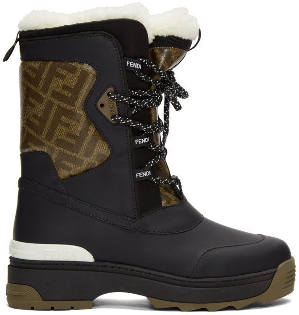 fendi leather combat boot with ff cuff