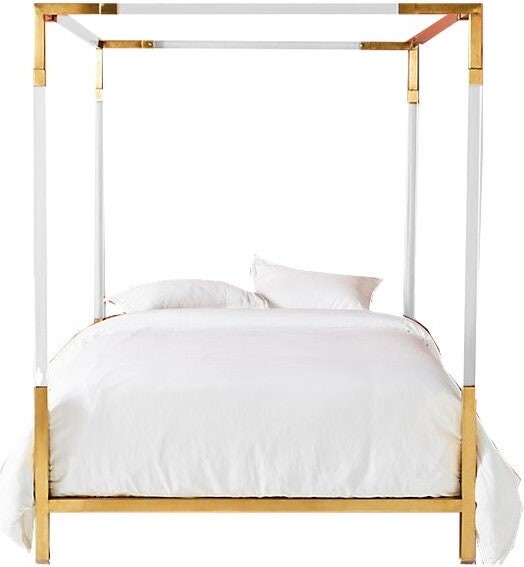 KINGSIZE BETT weiß-gold ca180x200cm CANOPY FOUR-POSTER BED NEU großes HIMMELBETT 