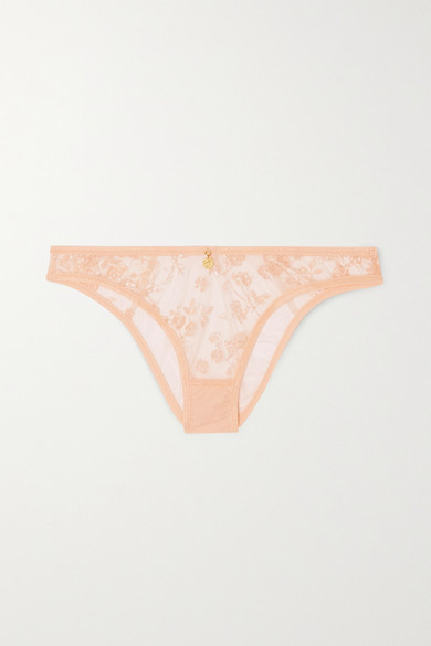 Agent Provocateur Zadi Embroidered Tulle Briefs - Peach - ShopStyle Panties