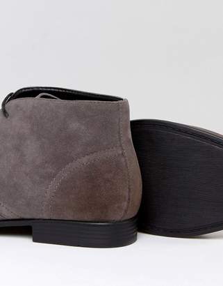 ASOS DESIGN Wide Fit chukka boots in gray faux suede