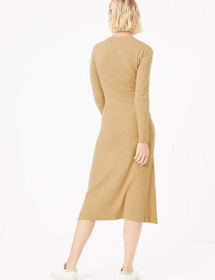 Marks and Spencer Ribbed Fit & Flare Knitted Midi Dress