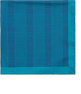 Thumbnail for your product : Barneys New York Men's Glen Plaid Print Silk Twill Pocket Square-TURQUOISE