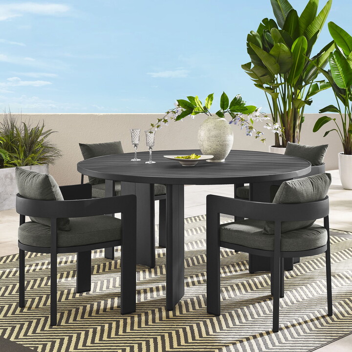 Modway Tahoe 5-Piece Outdoor Patio Aluminum Dining Set in Gray Charcoal