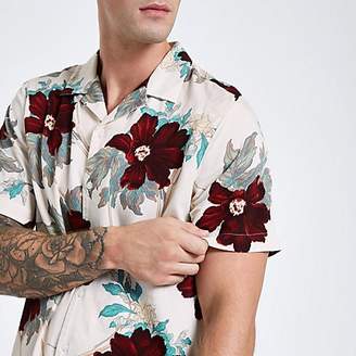 River Island Ecru floral print revere shirt
