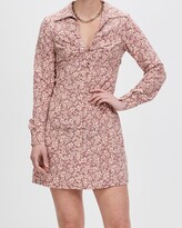 Thumbnail for your product : Glamorous Women's Pink Mini Dresses - Long Sleeve Floral Twist Button Front Shirt Dress