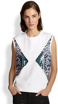 Thumbnail for your product : Faith Connexion Sequined-Panel Sleeveless Cotton Sweatshirt