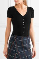 Thumbnail for your product : Michael Kors Collection - Ribbed Stretch Merino Wool-blend Bodysuit - Black