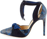 Thumbnail for your product : Alexandre Birman Cobra/Suede Pointy-Toe Ankle-Wrap Pump, Navy Blue