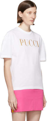 Emilio Pucci White Glitter Logo T-Shirt