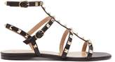 Thumbnail for your product : Valentino Rockstud Flat Leather Sandals - Womens - Black
