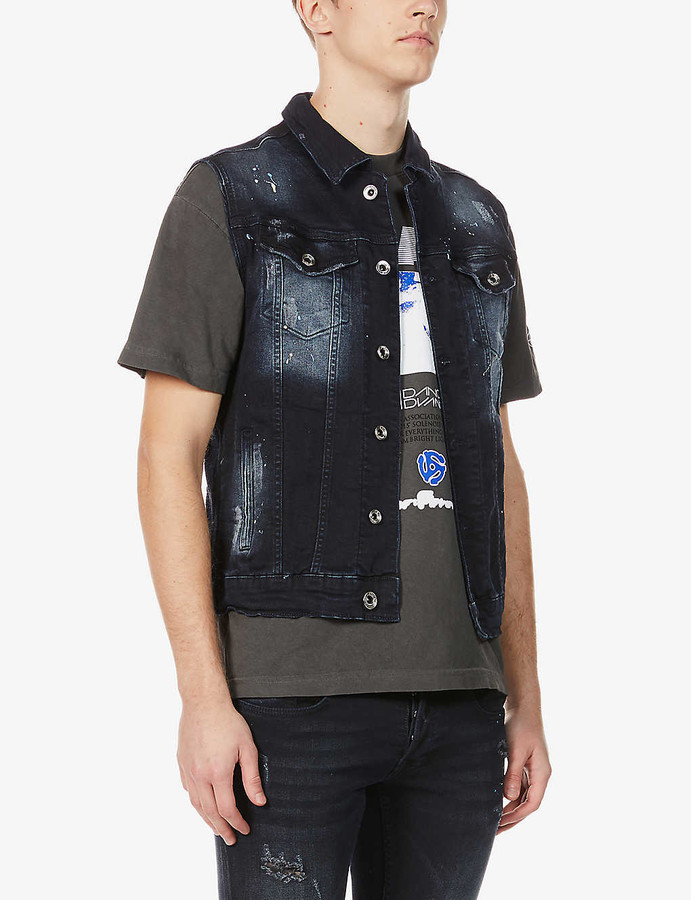 ripped sleeveless denim jacket