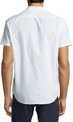 Theory Zack S Shift Grid Short-Sleeve Sport Shirt, White