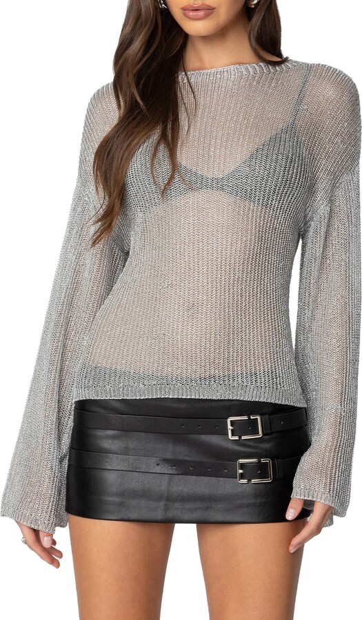 Metallic Silver Sweater ShopStyle