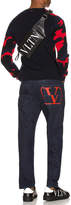 Thumbnail for your product : Valentino 5 Pocket Denim Jeans in Navy & Red | FWRD