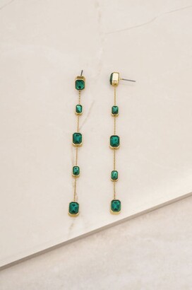 Ettika Iconic Crystal Dangle Earrings - Green