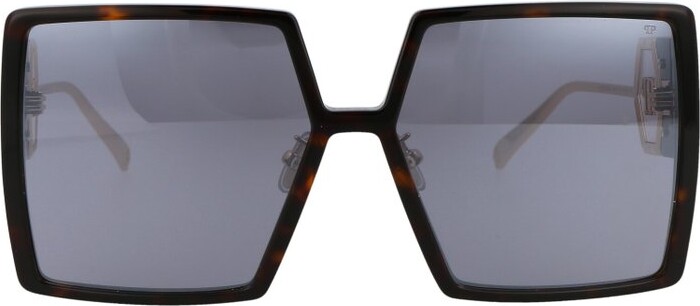Philipp Plein Eyewear Logo-Plaque Square-Frame Sunglasses