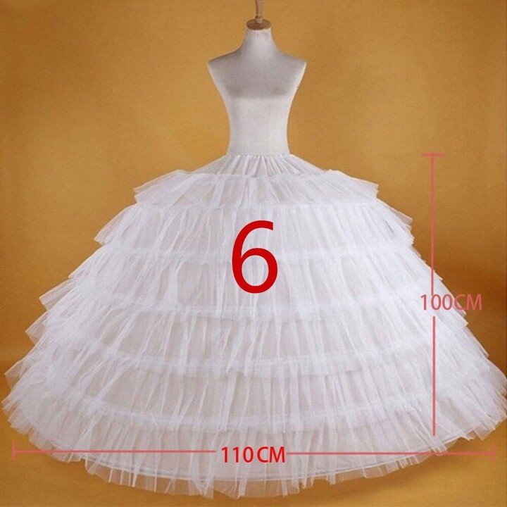 AYicuthia White 6 Hoops Big Petticoat Slips Tulle Skirts Long Puffy Crinoline Underskirt For Ball Gown Wedding Dress