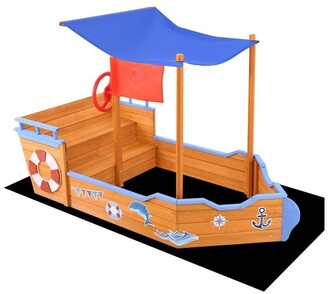 Keezi Boat Sand Pit With Canopy Orange