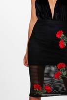 Thumbnail for your product : boohoo Fishnet Applique Midi Skirt