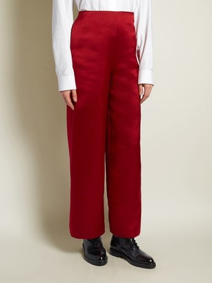 The Row Strom Washed Duchess-satin Trousers - Red