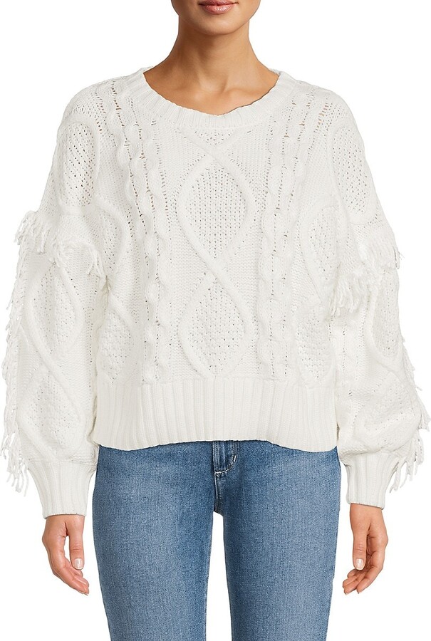White Cable Knit Sweater | ShopStyle