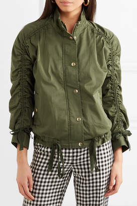 J.Crew Ruched Stretch-cotton Jacket - Army green