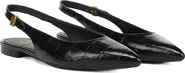 Veronica Beard Women's Shina Flat Croc Slingback Sandals In Black