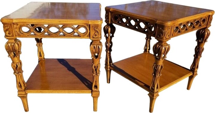 1stDibs Vintage French Provincial Side End Tables Hand Carved