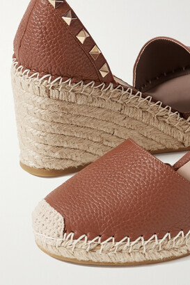 Valentino Garavani Rockstud 85 Textured-leather Wedge Espadrilles - Brown -  ShopStyle