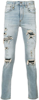 R 13 distressed slim-fit jeans