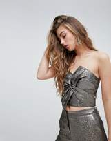 Thumbnail for your product : Miss Selfridge Metallic Bow Crop Co-Ord