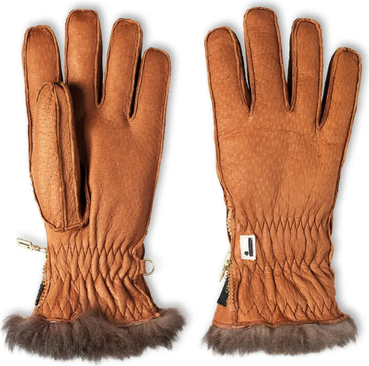 Restelli Fur-Trim Havana Gloves