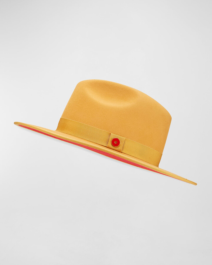 Keith James Queen Red-Brim Wool Fedora Hat, Canary Yellow - ShopStyle