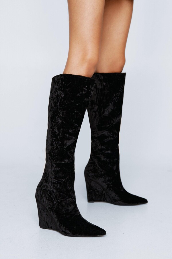 knee high wedge boots womens