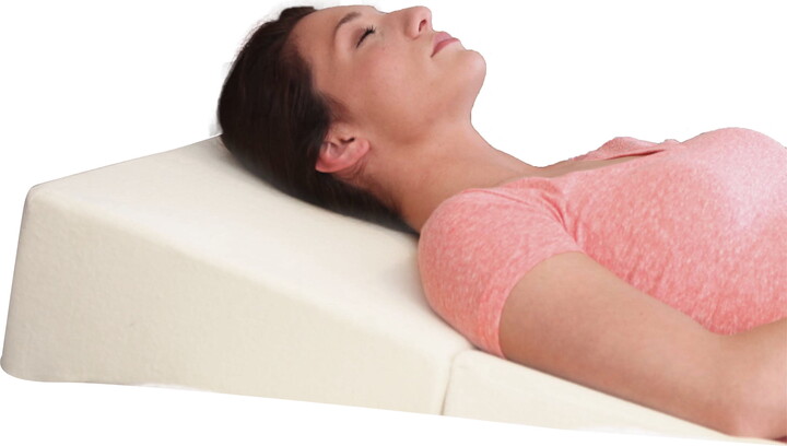 Remedy Folding Bed Wedge Pillow for Sleeping - Supportive Memory Foam Pillow with Cover, Ivory