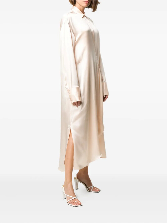 Asymmetric Silk Shirt Dress