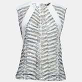 White Mohair Sequin Embellished Cut 